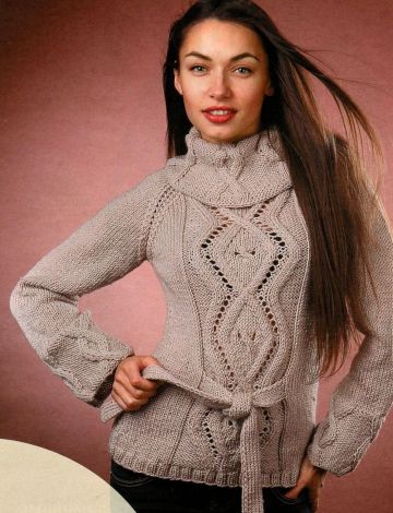 Sweater with Cable Diamonds