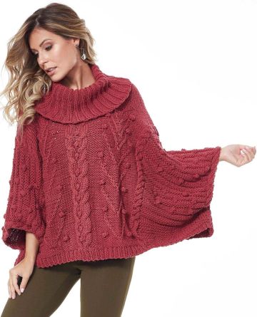 Poncho Sweater with Centre Cable