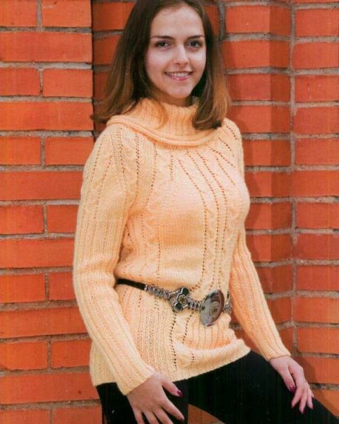 Long Sweater with Cables
