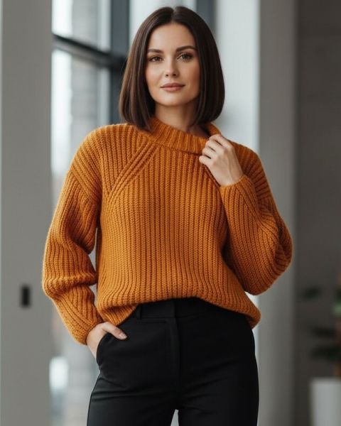 Oversized Pullover in Half Brioche Stitch