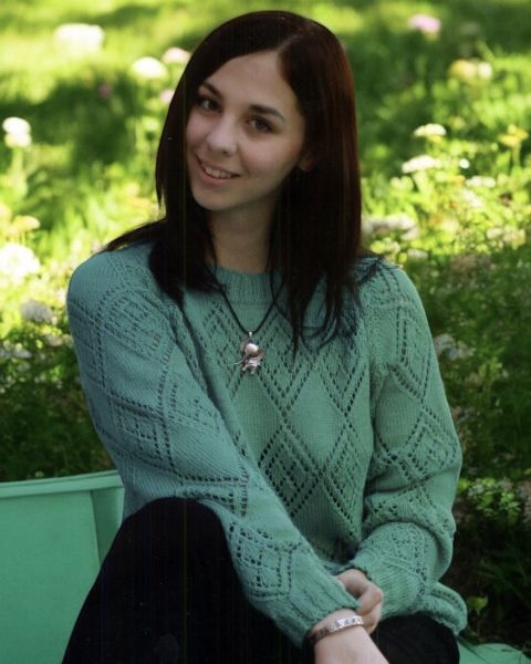 Raglan Sweater with Lace Diamonds