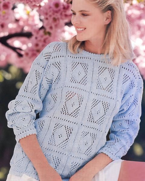 Sweater with Lace Squares