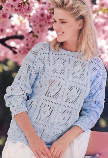 Sweater with Lace Squares