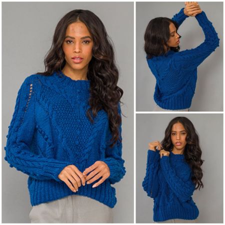 Sweater with Relief Pattern and Cables