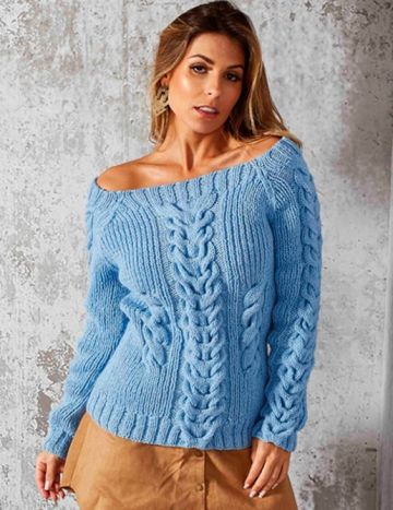 Sweater with central cable