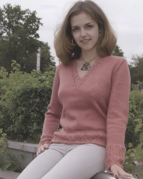 Knitted Sweater with V-Neck