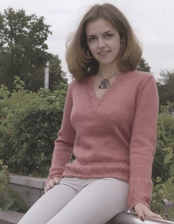 Knitted Sweater with V-Neck