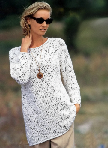 Sweater in Lace Diamond Pattern