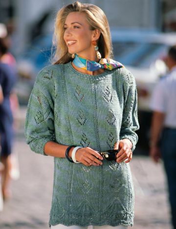 Long Sweater with Wavy Border