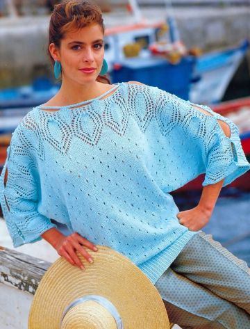 Sweater with Lace Diamond Yoke