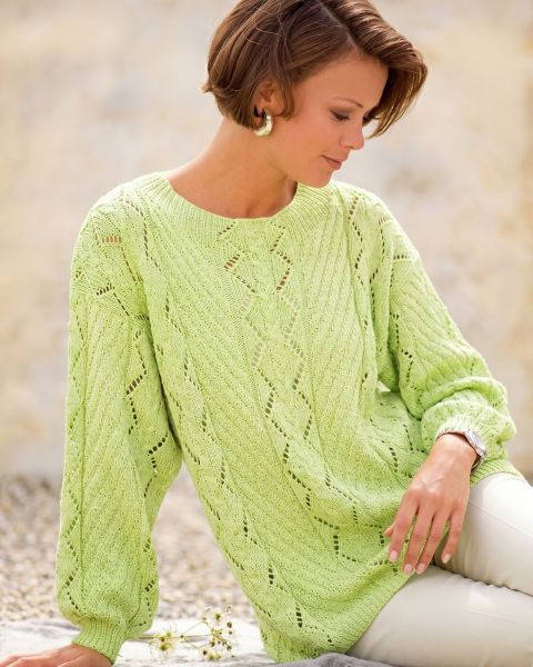 Lace and Diagonal Stitch Sweater