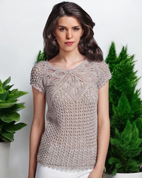 Lace Top with Leaf Yoke