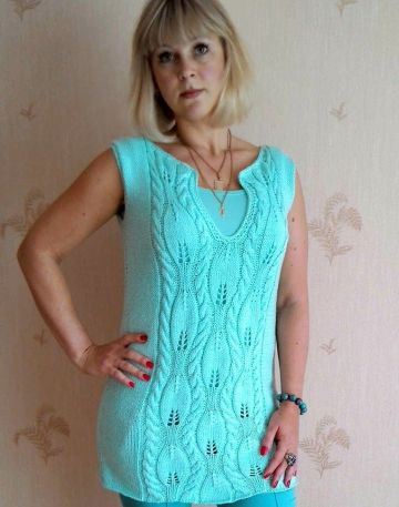 Summer Tunic with Leaf Pattern with Cables