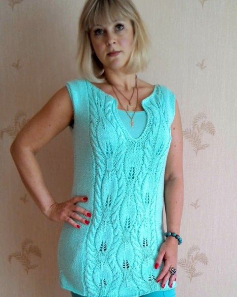 Summer Tunic with Leaf Pattern with Cables