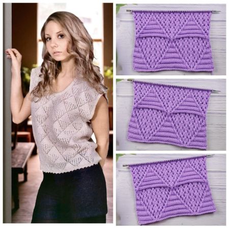 Vest with Lace Diamond Pattern